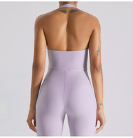 Nouveaux ensembles de yoga une pièce côtelés à la mode combinaisons de danse décontractées pantalons évasés body Slim Fit vêtements actifs