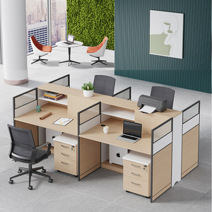 Modern Office <b>Desk</b> Set 4 Person Modular Workstation Computer <b>Desk</b> With Chair Study Room Commercial Space - Product Image 1