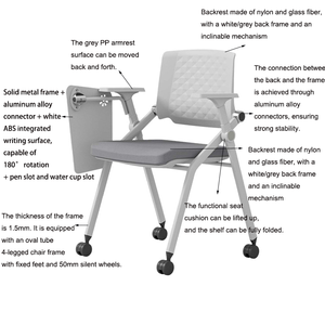 In magazzino centro di formazione <span class=keywords><strong>sedie</strong></span> sala riunioni <span class=keywords><strong>sedie</strong></span> da ufficio pieghevole con ruota e blocco note - Product Image 6
