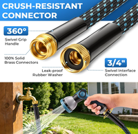 Tuyau d'arrosage BSCI 50FT anti-UV non extensible, anti-fuite, léger, durable, sans plis, avec buse de pulvérisation pour le lavage de voitures et l'arrosage