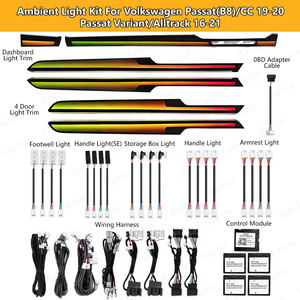Éclairage d'Ambiance Dynamique 64 Couleurs pour <span class=keywords><strong>VW</strong></span> Passat B8 2019-2024 Arteon Europe Accessoires de Mise à Niveau de l'Éclairage Intérieur de Voiture - Product Image 2