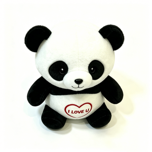 Peluche panda personnalisée avec broderie de message d'amour, adorable peluche panda dodue avec motif cœur rouge, cadeau idéal. - Product Image 3