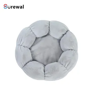 SUREWAL Round Flower shape new Cat dog Pet Beds for Indoor Washable Donut and Dog Bed Soft Plush Pet Cushion