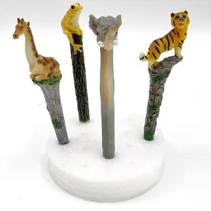 Günstiger Preis heißer Verkauf Harz Kugelschreiber Tier Design Harz Handwerk Tiger Form Poly Stift für Back School Geschenk Zoo Souvenir