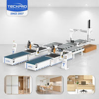 TECHPRO Dos Conjuntos de Routers CNC para Madera, Línea de Producción de Gabinetes de MDF Totalmente Automática