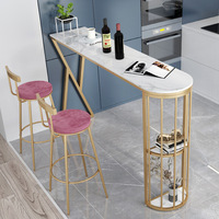 Nordic Light Luxe Long High Bar Table Set pour Petit Appartement Salon Fer Art Métal Partition Bar Chaise Élégant Marbre