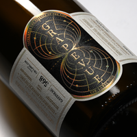 Autocollants personnalisés en papier texturé avec gaufrage à chaud doré et UV sélectif pour bouteilles et étiquettes de vin - Logo personnalisé imprimé à l'encre métallisée