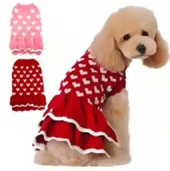 3Takins Holidaysニット冬のペット服クリスマス犬のセータードレス