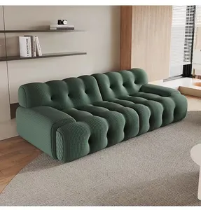 أريكة فاخرة على الطراز الاسكندنافي من القماش ثلاثي الأبعاد صلبة من الإسفنج عالي الكثافة أريكة متعددة المقاعد لغرفة المعيشة