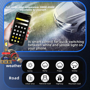 <span class=keywords><strong>Oferta</strong></span> de Descuento, 3 Colores, Flash de 200W, 50000LM, H11 H7 H4 9005 9006 6500K, Faro LED con Control por Aplicación y IA - Product Image 3