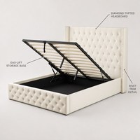 Cadre de lit de rangement rembourré en cuir avec ottoman à vérin à gaz et tête de lit haute, mobilier de chambre