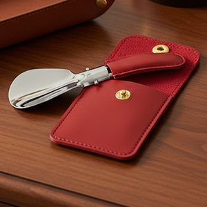 Portable Folding Shoehorn Keychain With Pu <b>Pouch</b> Durable Accompanied Leather Bag Set for Both <b>Men</b> Women - Product Image 1