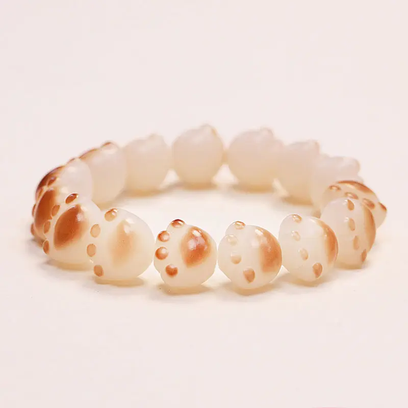 Animal Natural White Bodhi Lovely Cat Claw Hand String Bracelets Women Girl Buddha Beads Bracelet