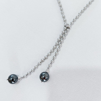 Pas cher Y-Shaped Tahiti Perles Longue Corde Souple Chaîne Pendentif Collier Haute Qualité Bijoux En Argent pour Fêtes Fille Style-Vente en Gros