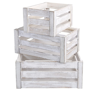 Wholesale decorative vintage country style 3 piece nesting set wooden crate box wooden box wooden storage box