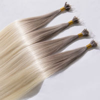 Extensions de cheveux naturels pré-collées en gros, sans perte de cheveux, double épaisseur, à pointe plastique et nano, pour cheveux courts et fins