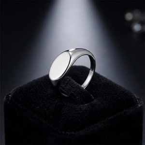 Oval Signet <b>Ring</b> Stainless Steel Minimalist Smooth Seal Band for Daily Wear Anniversary Party - Product Image 4