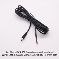 Lager 20AWG 0,49mm DC5521 5,5*2,1mm 2,5mm Stecker Buchse Kabel verzinnt offenes DC-Netzteil PVC Industrielle Verwendung 5V 5A
