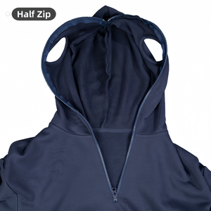 Venta al por mayor de impresión y bordado Logo Streetwear 100% algodón Sudadera con capucha media cremallera Sudadera con capucha de alta calidad para los hombres - Product Image 4