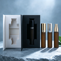 Flacon d'échantillon de parfum en verre ambré givré de 10 ml avec boîte cadeau, atomiseur rechargeable pour testeur de parfum, logo personnalisé