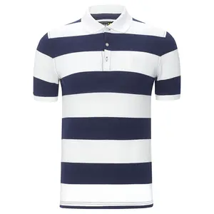 China factory 100% cotton pique customized stripe polo shirt with logo
