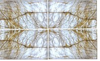 Dalle de pierre naturelle Quartzite Cristallo Gold Brésilien Blanc ivoire avec veinage ambre doré pour comptoir et revêtement mural