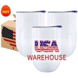Gobelets à double paroi de 12 oz, vierges, pour sublimation, avec couvercle coulissant, pour vin, café, champagne, jus, cocktails - Product Image 2