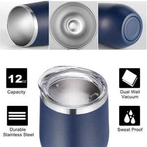 Personalized Classic 12 Ounce 12oz Egg Shape Stainless Steel Wine Glass Tumbler with Straw - Product Image 2