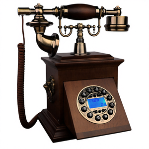 Téléphone fixe antique européen, téléphone fixe antique américain, bois massif, mode créative, rotation sans fil, carte Chine - Product Image 2