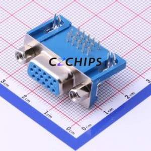 HYC42-HDR15B-889 D-Sub/VGA Connector Bent Lead Through Hole Connector High Density D-Sub Female 15P Right Angle Insert - Product Image 1