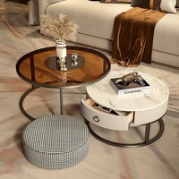 Salon nordique Table basse en marbre maison Table centrale circulaire jambe en métal appartement Villa meubles de bureau