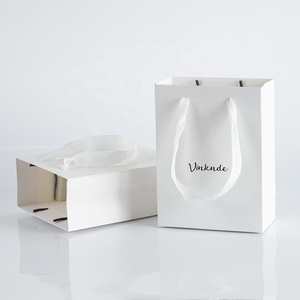 15x6x20cm <b>Small</b> <b>White</b> Luxury Gift Paper Shopping <b>Bag</b> for Jewelry Custom Printed with Ribbon Handle Multiple Sizes Available - Product Image 5