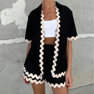 Hiver Nouveau Demi-jupe Haute, Qualité Lumière Luxe Femmes Deux Pièces Ensemble Mille Oiseaux Motif Tweed Avec Couleur Contrastée/ - Product Image 5