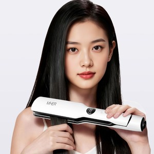 Plancha de pelo Mher con revestimiento cerámico, temperatura ajustable, pantalla LCD, doble uso para cabello seco y mojado - Product Image 1