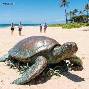 Onlyart-Escultura de tortuga marina para proyectos costeros, diseño personalizado, animal de jardín al aire libre, latón, tamaño de Vida Marina, bronce - Product Image 1