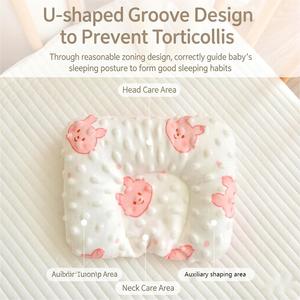 Oreiller bébé <span class=keywords><strong>en</strong></span> mousse à mémoire de forme souple pour nouveau-né, coussin ergonomique de soutien de la tête pour nourrisson, oreiller respirant pour le cou pour bébés de 0 à 6 mois - Product Image 4