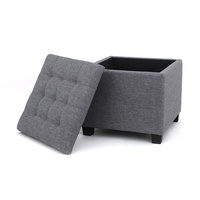 Tabouret de rangement en Faux lin, avec pieds, personnalisé, pour le canapé de salon