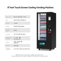 Distributeur Automatique À Écran Tactile Mince Réfrigérant 24 Heures pour Boissons Gazeuses et Snacks, avec Paiement par Carte de Crédit/Pièce/Espèces/QR