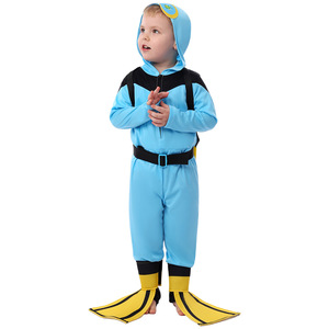 Children Diving Suit Costume Blue One Piece With Flippers For Kids Age 5 7 Years Stage Performance Cosplay Outfit - Product Image 4