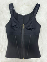 Corset taille gilet avec soutien-gorge extrême Latex noir Jersey Standard adultes tricoté Shapers réduisant les vêtements avec fermeture éclair lavage à la main