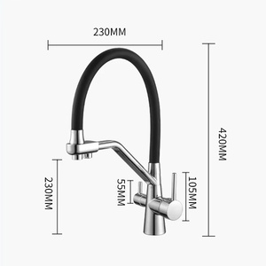 Robinet de lavabo moderne sans plomb en acier inoxydable 304, flexible, à poser sur comptoir, à 2 poignées, avec cartouche céramique, électroplaqué, col de cygne, pour hôtels et hôpitaux - Product Image 6