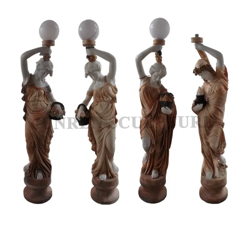 4 सत्रों देवी प्रतिमा दीपक मूर्तिकला