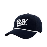 Casquette de baseball rétro WEINI personnalisée avec logo, bleu marine, 5 panneaux, avec corde blanche, pour hommes et femmes, vente en gros