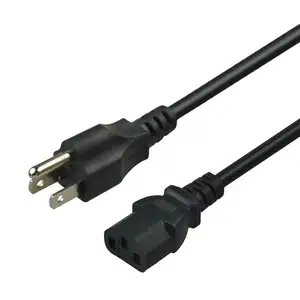 Directo de fábrica Nema 5-15P 3 clavijas 16AWG 1,8 M 6 pies 3 salidas Cable de extensión doméstico Cable eléctrico EE. UU. 125V Cable de alimentación