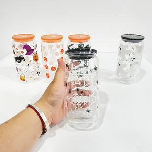 Tasse en <span class=keywords><strong>verre</strong></span> borosilicaté <span class=keywords><strong>de</strong></span> 16oz pour Halloween, décoration <span class=keywords><strong>de</strong></span> toile d'araignée <span class=keywords><strong>avec</strong></span> couvercle sans BPA, <span class=keywords><strong>paille</strong></span> pour cadeau d'Halloween - Product Image 6