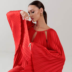 Femmes haute qualité en mousseline de soie <span class=keywords><strong>plissée</strong></span> Maxi robe décontracté fête formelle musulmane col rond mi-longueur imprimé <span class=keywords><strong>longue</strong></span> <span class=keywords><strong>jupe</strong></span> <span class=keywords><strong>plissée</strong></span> été - Product Image 2