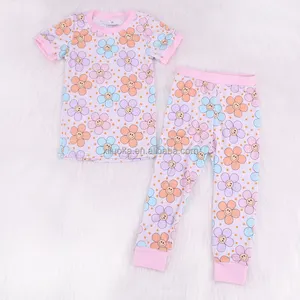 Custom Print Newborn Kids Clothes Set Children Baby Family Pajamas Set Girls Boys Bamboo Viscose 2 Piece Clothing Set