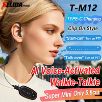Mini Walkie Talkies con Auriculares, Control por Voz con IA, Versión Mejorada, Manos Libres, Carga, 16 Canales para Restaurante, Hotel