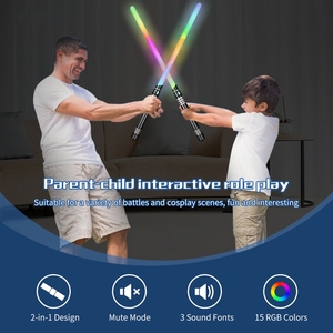 ZLangsports 2 pièces, nouvelle version améliorée, poignée en métal, 15 couleurs, 17 pixels lumineux, épées LED, cosplay, épée USB, jouet <span class=keywords><strong>sabre</strong></span> <span class=keywords><strong>laser</strong></span> - Product Image 5