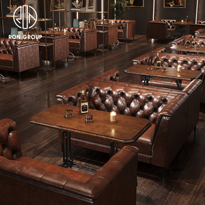 Chino personalizado cuadrado moderno lujo cafetería comercial cuero madera café restaurante Mesa muebles sofá cabina asientos - Product Image 2